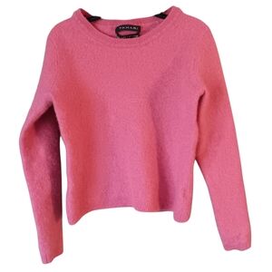 Tahari Cashmer Vibrant Pink Crew Neck Sweater